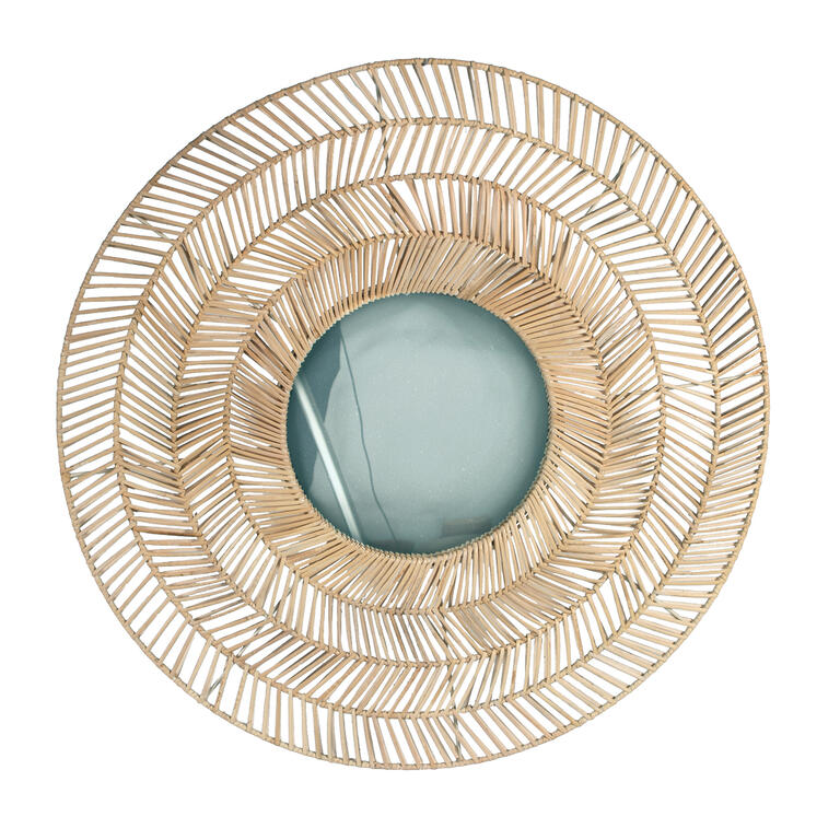 espejo redondo rattan calado recto diámetro 55cm, espejo 25cm