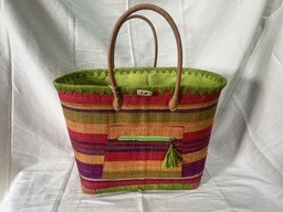 capazo Multicolor con forro pistacho y bolsillo en el exterior