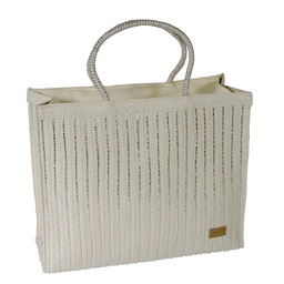 bolso recto hilo metalizado natural 43x16x37